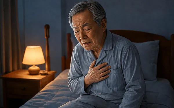 高齢者が夜中に胸が苦しくなった