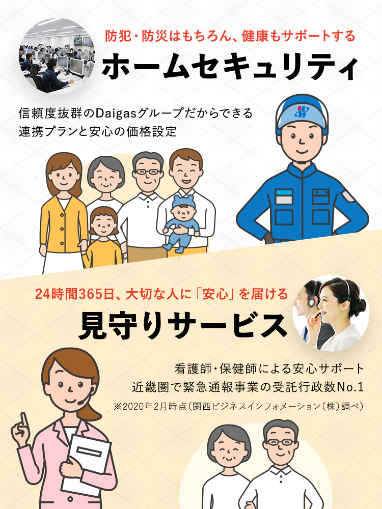 防犯・防災はもちろん、健康もサポートするホームセキュリティ | 24時間365日、大切な人に「安心」を届ける見守りサービス